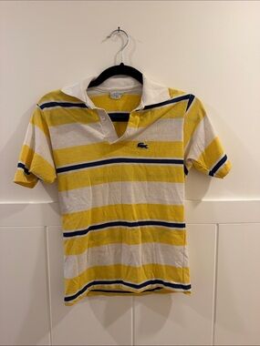 Lacoste Yellow & White Striped Polo Shirt